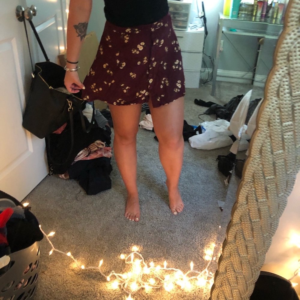 Button up floral mini skirt